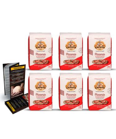 DELICRET - 6x1kg Caputo Pizzeria + Original pizza recipe and tips | Rising times up to 24h | Pizza flour type 00 | Pizza flour