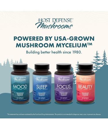 Host Defense MycoBenefits Mood* Capsules - Healthy Mind Support with Lion's Mane L-Theanine & Ashwagandha - Relaxing & Calming Supplement - 60 Capsules (30 Servings)* - Buy Online on GoSupps.com