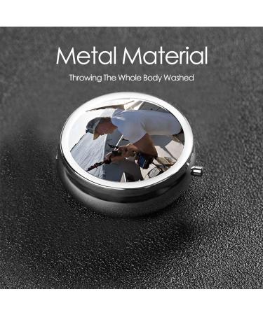 Fishing Rod Round Pill Box | 3 Compartment Mini Decorative Travel Organizer for Vitamins & Medications - Buy Online on GoSupps.com
