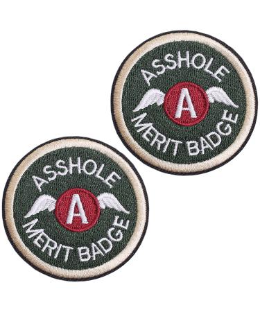 SHELCUP 2Pcs Asshole Merit Badge Morale - Tactical Patch (Green) Asshole, Green