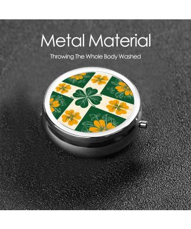 Symmetrical Floral Pattern Portable Metal Pill Box - Round Mini 3-Compartment Design for Small Pills Travel Essential - Black - Buy Online on GoSupps.com