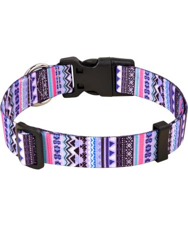 Mihqy Adjustable Soft Dog Collar - Bohemian Flower & Geometric Design for Small Medium & Large Dogs | Purple Bohemia L (Neck 38-63 cm) - Buy Online on GoSupps.com