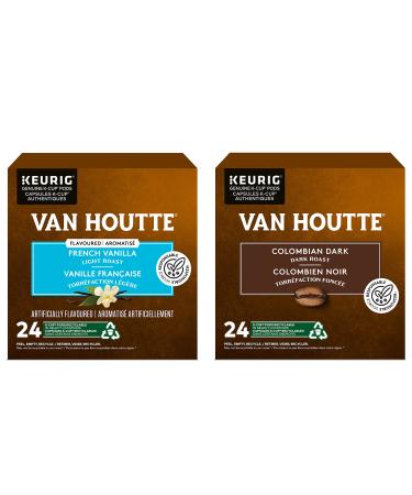 Van Houtte French Vanilla and Colombian Dark K-Cup Coffee Pods 24 Count For Keurig Coffee Makers