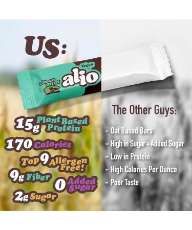 Alio Choco Mint Protein Bar - Allergen Free Vegan Gluten Free Nut Free Low Calorie - 12 Bars | Non-GMO Kosher Plant Based Snack - Buy Online on GoSupps.com