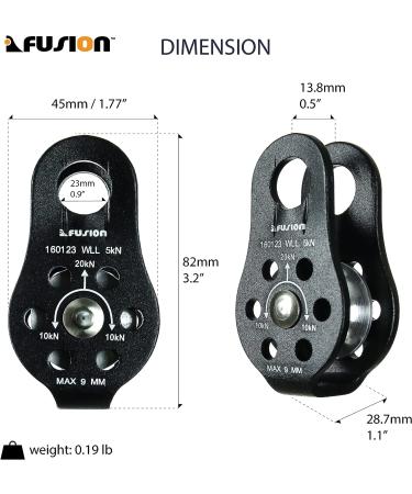 Fusion Climb Nuro Military Tactical Edition Aluminum Pulley Black 20KN - Buy Online on GoSupps.com