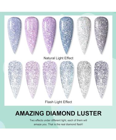 Saviland Sparkly UV Nail Polish Set - 6 Reflective Glitter Colors Soak Off Gel Manicure Kit with Nail Brush - Perfect for Stunning Nail Designs - Buy Online on GoSupps.com