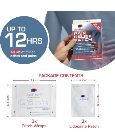 LidoPatch 3-Pack | Maximum Strength Lidocaine Patch for 12-Hour Numbing Pain Relief - Buy Online on GoSupps.com