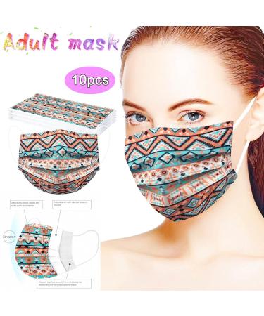10PCS Adult Boho Disposable Face_Masks Disposable Face Cover Breathable 3 Ply Ear Loop Dust Cover Women Face Covering As Shown-3 As shown - Buy Online on GoSupps.com