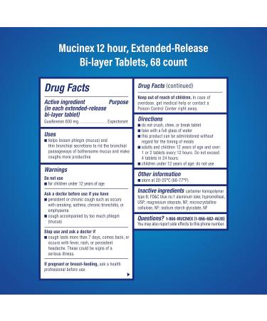 Mucinex SE 12 Hour Chest Congestion Expectorant Tablets 68 Count - Fast Relief for Chest Congestion - Buy Online on GoSupps.com