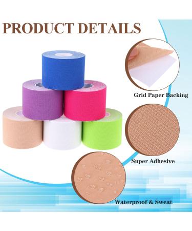 craftshou 6 Rolls Kinesiology Tape Waterproof Athletic Tape Breathable Elastic Sports Physio Tape for Muscle Elbow Knee Shoulder Ankle Pain Relief White - Buy Online on GoSupps.com