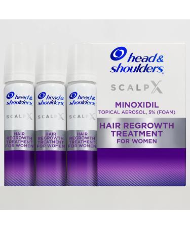 Head & Shoulders Scalp X 5% Minoxidil Hair Regrowth Treatment for Women Topical Foam 6 Month Supply White 2.11 Fl Oz Pack of 3