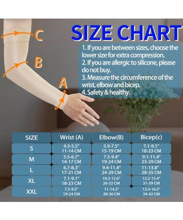 Lymphedema Compression Arm Sleeve 20-30 mmHg | Medical Support for Men & Women | Silicone Band Long Pressure Brace for Arthritis & Edema - Beige (Medium - Buy Online on GoSupps.com