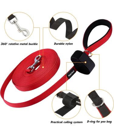 Pettom Drag Line for Dogs - Robust 6m/10m/15m Leash with Padded Handle | Durable Nylon Training Line | Perfect for Cross-Country Adventures - Buy Online on GoSupps.com