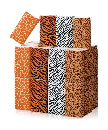 48 Pack Pocket Tissues Jungle Safari Animal Print Facial Tissues Individual Travel Tissues Pack Portable Travel Size Tissue for Birthday Baby Shower Holiday Party Supplies (Animal Print)
