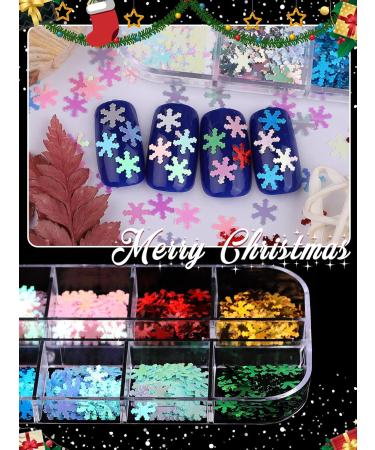Ebanku 12 Grid Christmas Snowflake Nail Glitter | Sparkly Decoration for Holiday Parties - Buy Online on GoSupps.com