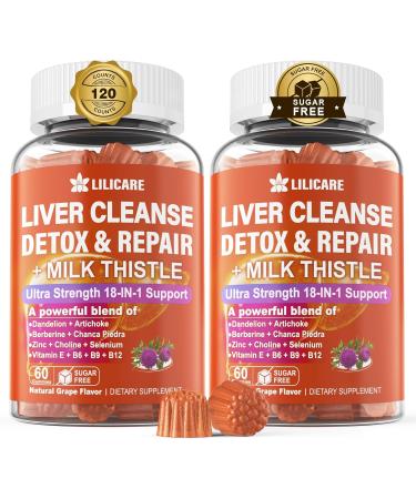 LILICARE Bundle Ginger Chews Supplement Gummies for Nausea Stomach Relief & Liver Cleanse Detox & Repair Gummies with Milk Thistle - Buy Online on GoSupps.com