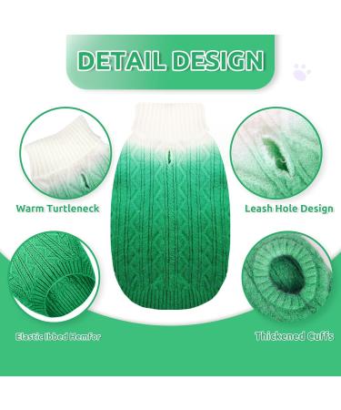 Cit toile Warm Winter Dog Sweater | Soft Knitted Turtleneck Pet Coat for Cold Weather | Color Gradient Green for Small & Medium Pets - XS X-Small - Buy Online on GoSupps.com