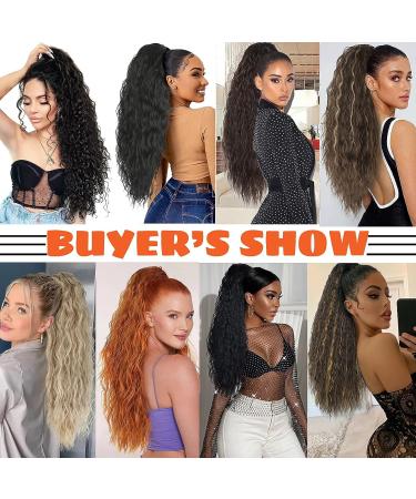 Jolelyne Gray Wavy Drawstring Ponytail Extension - Long Curly Synthetic Hair Clip In for Black Women - 28inch Grey Ponytail Extensions - Buy Online on GoSupps.com