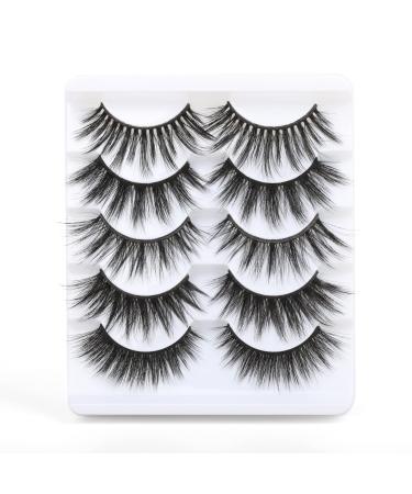 Barbiely False Eyelashes Fluffy Wispy Big Eyelashes 3D Faux Mink Lashes Thick Volume Long Soft Dramatic Strip Eye Lashes 5 Pairs