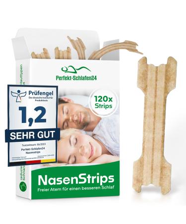 Perfect Schlaf24 120x nose plaster for snoring - test 2023 very good - 66x19mm - Anti Schnarch nose strips - Sleep better without snoring & better breathing for sports - snoring nose strips