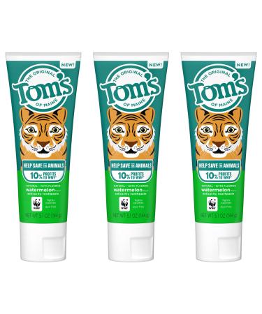 Tom's of Maine Help Save The Animals Children's Natural Fluoride Toothpaste, Watermelon, 5.1 oz. 3-Pack Watermelon 5.1 Ounce, 3 Pack