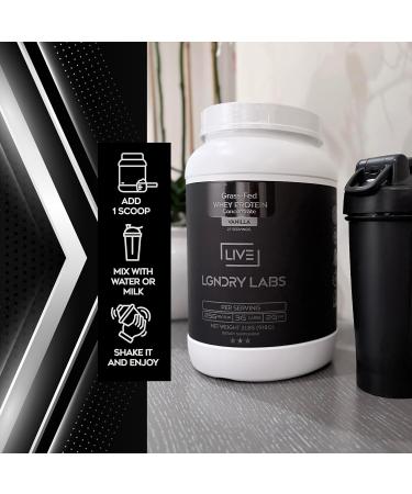 LIVE LGNDRY LABS Grass-Fed Vanilla Whey Protein Powder | Organic Non GMO No Soy and Gluten Free - 27 Servings | NSF Certified for Sport - Buy Online on GoSupps.com