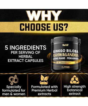 NUQIIT Ashwangdha Capsules 4000mg Fenugreek Seed 2000mg Ginkgo Biloba 2000mg & More - Apple Cider Vinegar Bladderwrack - Support Brain Health Comfortable Mind & Immune System - 90 Vegan Capsules - Buy Online on GoSupps.com