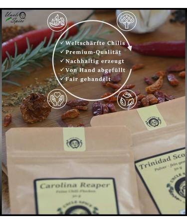 Uncle Spice Carolina Reaper Powder - 50g Super Hot Chili 1.5 Million Scoville - Premium Quality Spicy Seasoning for International Shipping - Buy Online on GoSupps.com
