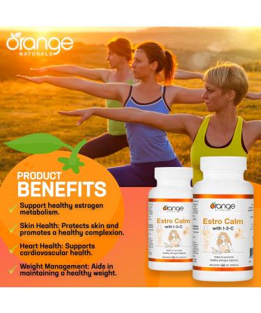 Orange Naturals - Estrogen Calm with Indole-3-Carbinol - 200mg 60 v-Caps - Womens Hormone Balance Supplement - Female Estrogen Supplements for Women - Estrogen Metabolism Supplement - I3C Supplement - Buy Online on GoSupps.com