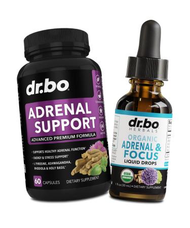 Adrenal Support Cortisol Manager Supplements - Adrenal Fatigue Supplements Capsules Organic Liquid Drops Focus Women Men - Natural Adaptogen Ashwagandha Holy Basil L Tyrosine Complex Health
