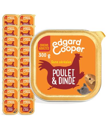 Edgard & Cooper Dog P t (Chicken & Turkey 300g x 18) Grain Free Fresh Meat & Quality Protein Real Ingredients for Dogs Hypoallergenic No Added Sugars