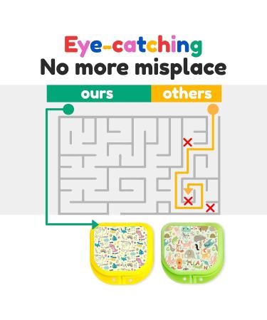 Cute Retainer Holder Case 2 Pack | Funny Cartoon Night Guard Case with Animals and Dinosaurs Patterns | Green Yellow Aligner Case - Buy Online on GoSupps.com