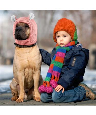 Frienda Quiet Ears for Dogs - Noise Protection Knitted Dog Ear Muffs | Pet Winter Hat for Medium to Large Dogs - Pink - Buy Online on GoSupps.com