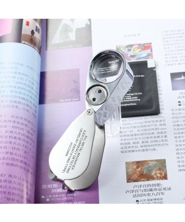 MSLAN 40X Full Metal Illuminated Jewelers Magnifier - Pocket Folding Magnifying Glass with LED Light for Currency Detecting and Jewelry Identifying - Buy Online on GoSupps.com