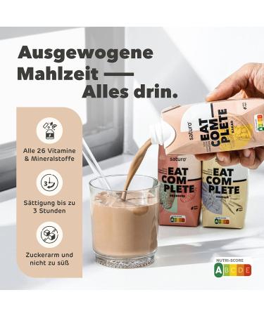 Saturo Vegan Meal Replacement Test Package - 24x330ml | 26 Nutrients & 330kcal in Strawberry Chocolate & Vanilla Flavors | Ideal for Healthy Living & International Shipping - Buy Online on GoSupps.com