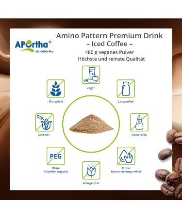 Aportha Multi Essential Amino Pattern Drink 480g Premium Iced Coffee with 8 Essential Amino Acids for Optimal Protein Supply | Buy Internationally - Buy Online on GoSupps.com