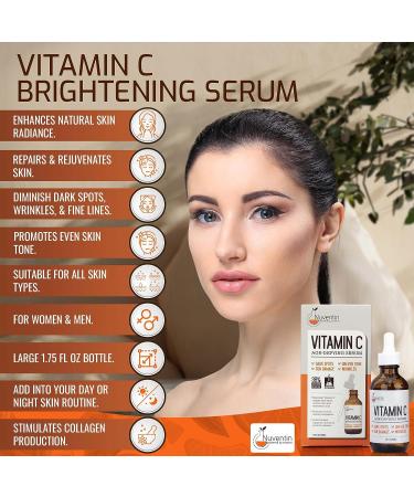 Nuventin Pure Vitamin C Facial Serum - Anti-Aging Moisturizer for Dry Skin, Age Spots, Sun Damage, Wrinkle Repair - 1.75 Fl Oz - Buy Online on GoSupps.com