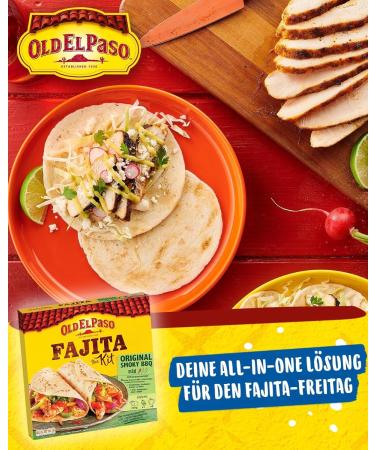 Old El Paso Fajita Kit - Original Smoked BBQ Flavor - Set for the Preparation of Mexican Fajitas - 1 x 500 g - Buy Online on GoSupps.com