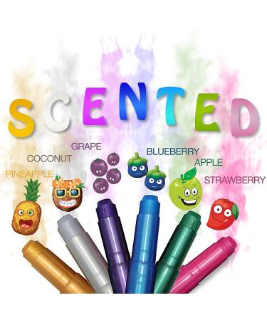 Jumbo Hair Chalk Pens for Kids - Washable, Scented, 12 Bright Colors - Perfect Gift for Party, Toy, Birthday - 200% More Color Per Pen - Buy Online on GoSupps.com