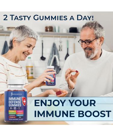 JB Wellness Co 8 in 1 Immune Defense Booster Supplement Gummies with Astragalus Root Vitamin C and Zinc Vitamin D3 Elderberry and Quercetin (2 Pack) - Buy Online on GoSupps.com
