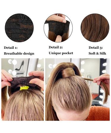 Wavy Straight Ponytail Extension - Wrap Around Pocket Hairpiece for Women - 18 Inch - Black/Brown/Blonde - Pack of 1 - Buy Online on GoSupps.com