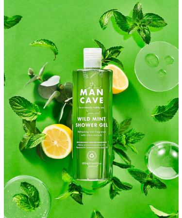ManCave Wild Mint Shower Gel 500ml - Energising & Fresh Aroma, Natural Formula with Lemon, Peppermint & Eucalyptus Oil - Vegan & Paraben Free - Pack of 1 - Buy Online on GoSupps.com