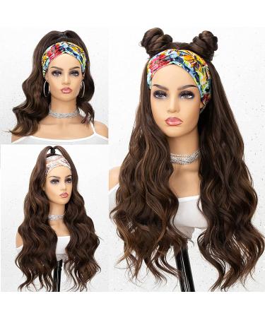 Natural Looking 22 Brown Headband Wig - Kryssma Body Wave Synthetic Wig for Women - Buy Online on GoSupps.com