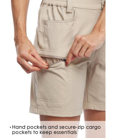 Willit Women's Lightweight Waterproof Hiking Cargo Shorts - Quick-Drying Breathable Active Summer Shorts in Khaki - Buy Online on GoSupps.com