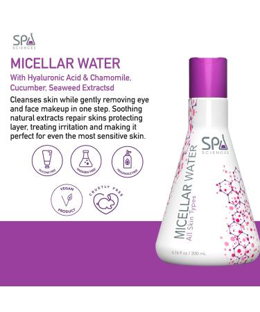 Buy SPA SCIENCES Micellar Water 6.76oz - Hyaluronic Acid Chamomile & Cucumber - Vegan Cleanser for All Skin Types - Made in USA - Buy Online on GoSupps.com