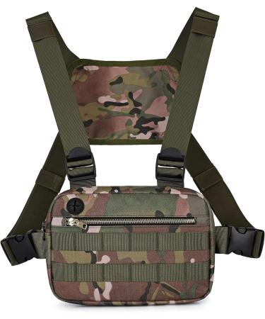Men's Outdoor Water Resistant Chest Bag with Phone Holder - Tactical EDC Utility Pack for Running, Cycling, Hiking - Camo - Buy Online on GoSupps.com