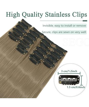 Buy SEGO 12 PCS Clip-In Hair Extensions - Real Hair 22 Clips 180g 55 cm Medium Brown & Ash Blonde - Affordable Full-Head Coverage - Buy Online on GoSupps.com