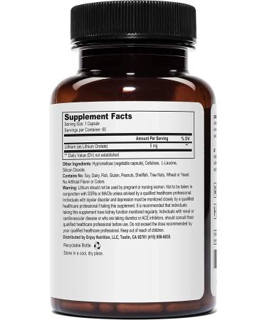 Lithium Orotate 5mg | 60 Vegetarian Capsules | Elemental Lithium Supplement - Buy Online on GoSupps.com