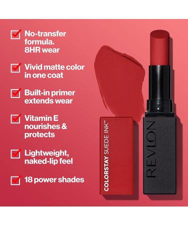 REVLON ColorStay Suede Ink Lipstick | Waterproof & Smudgeproof Matte Color 019 In the Zone - Built-in Primer & Vitamin E Infusion (Pack of 1) - Buy Online on GoSupps.com