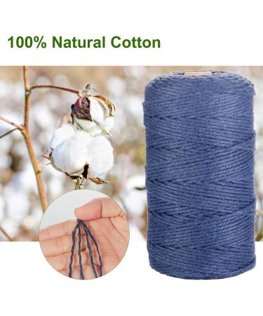 POZEAN Navy Blue Macrame Cord 3mm x 220 Yards - 100% Natural Cotton Rope for DIY Crafts, Wall Hanging, Plant Hangers - Christmas Wedding Decor Projects - Buy Online on GoSupps.com